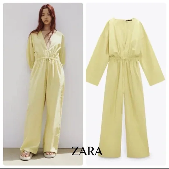 COPY - NWT ZARA Plunging V-Neck Jumpsuit Size Small - Picture 2 of 12